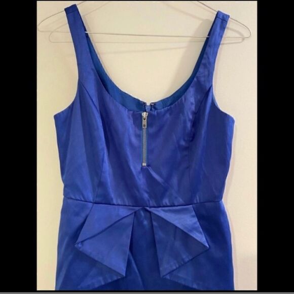 BCBGENERATION SILKY ROYAL BLUE PEPLUM MINI DRESS 0 - Picture 3 of 7